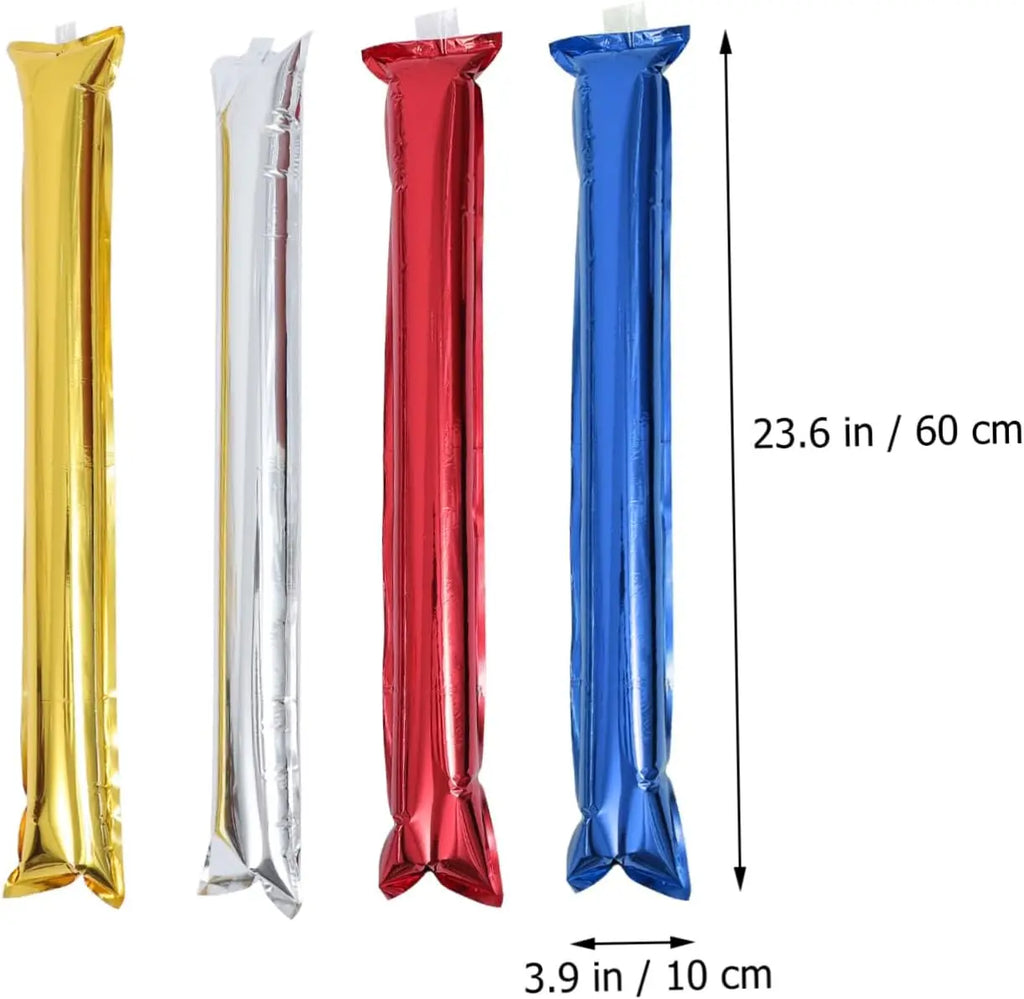 40pcs Cheering Sticks Vibrant Metallic Thunder Sticks Inflatable Sticks Cheerleading Noise Maker Balloons Soccer Parties