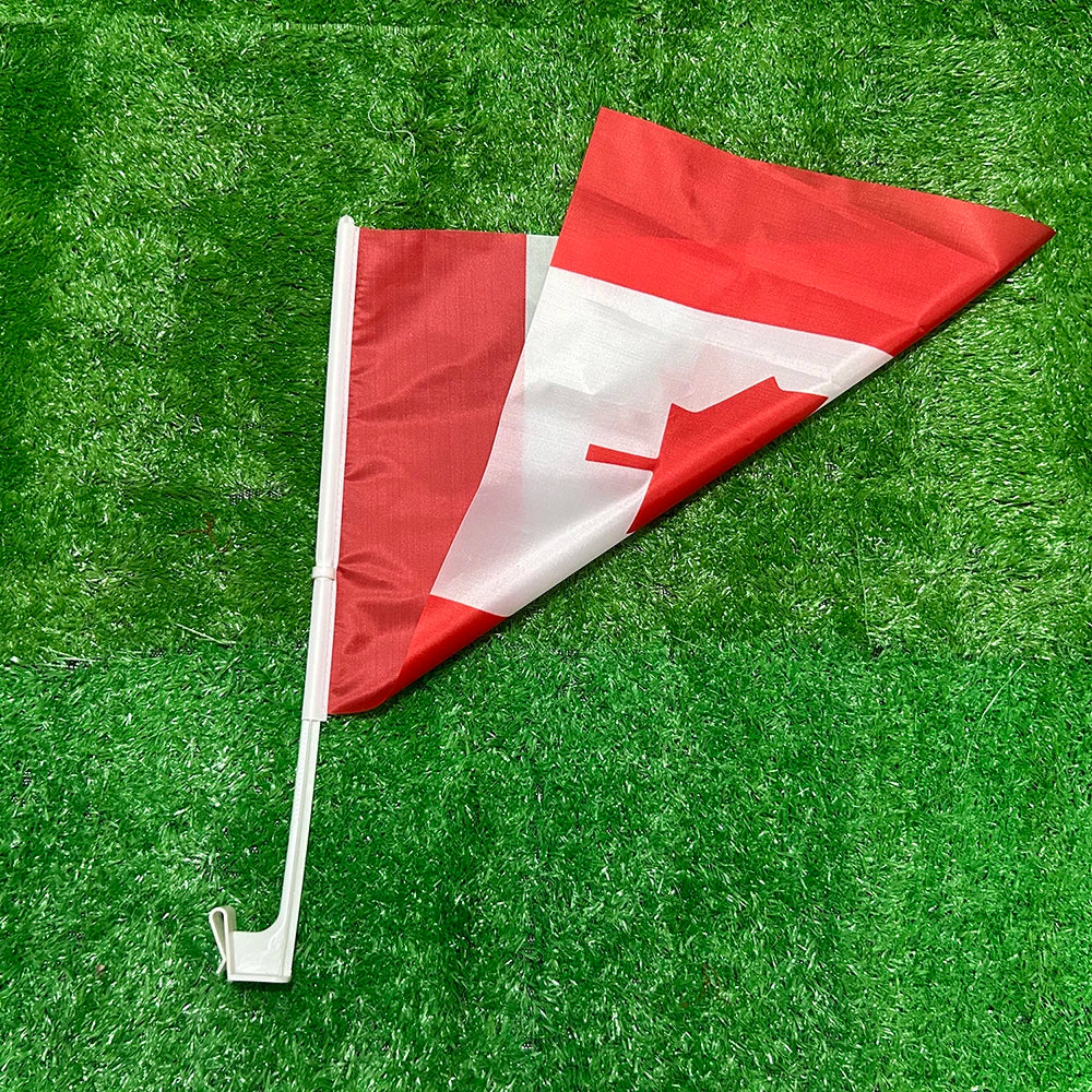 Canada Car Flag - Premium Polyester with Plastic Pole (30x45cm)